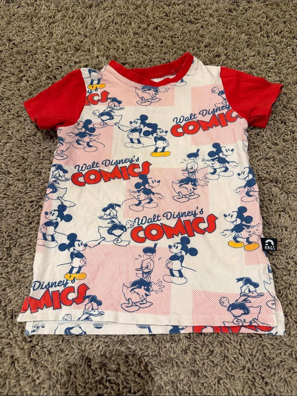 Rags to Raches Red & White Walt Disney Comics Tee